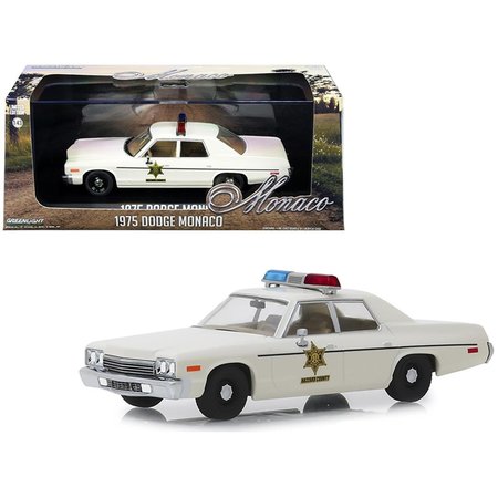 GREENLIGHT 1975 Dodge Monaco Cream Hazzard County Sheriff 1 by 43 Diecast Model Car 86567